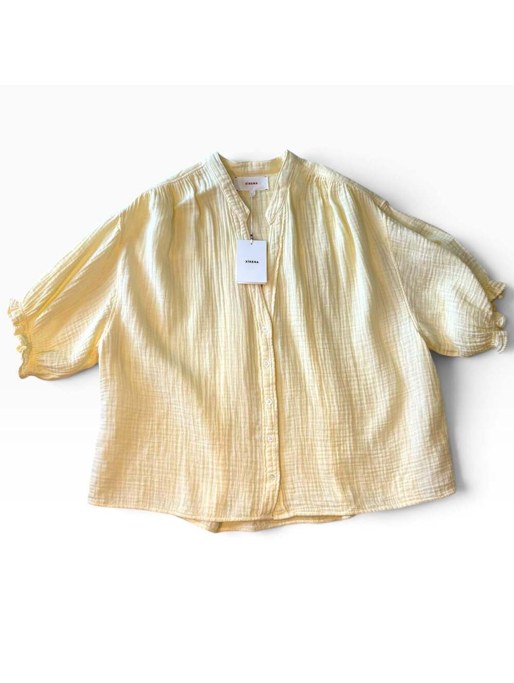 Xírena Alyss Double Gauze Button-Front Top in Sunlite Yellow Size Small NWT